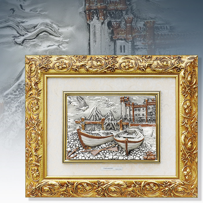 이태리 PAESAGGIO 파에사지오 은도금 부조물액자