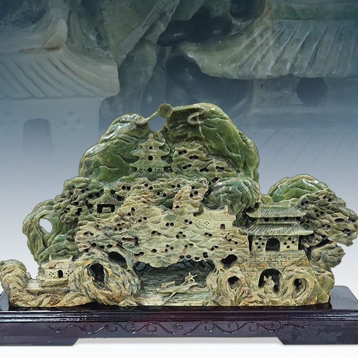 최고급 천연 두산 옥 조각품 대작 RhEE(80.5cm)