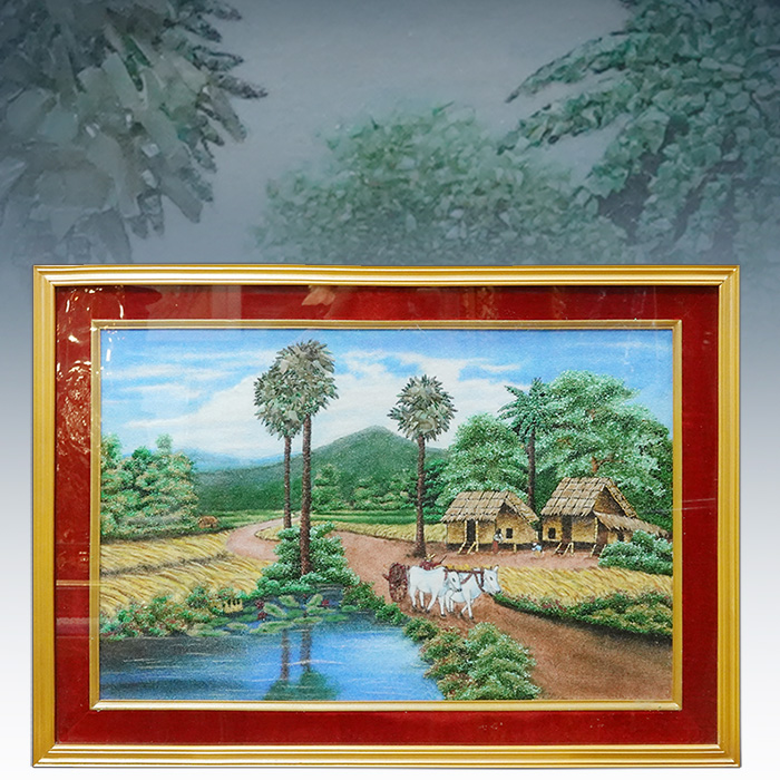 옥돌가루 핸드메이드 풍경화 액자