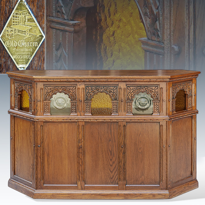 영국산 엔틱 Old Charm 올드참 오크 홈바