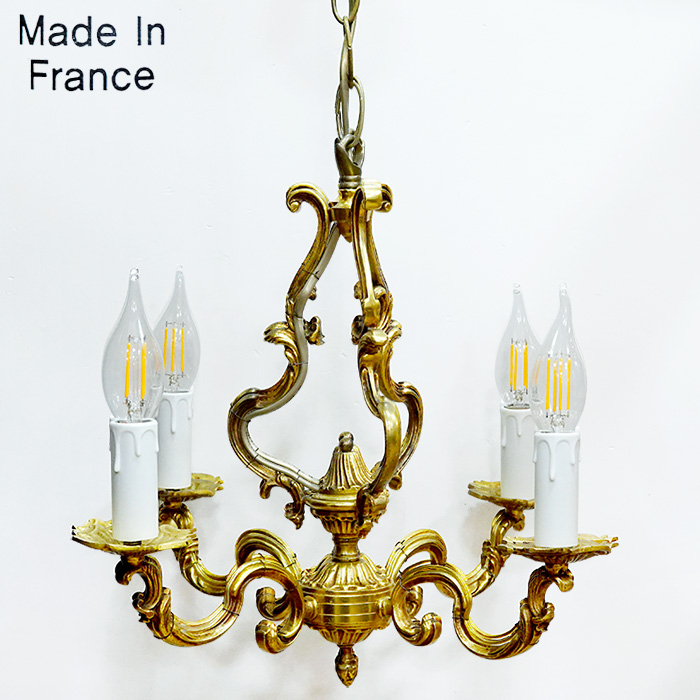 프랑스 앤틱 금동 브라스 샹들리에 4구