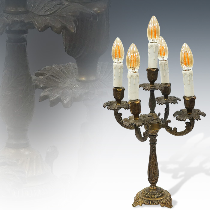 프랑스 엔틱 브론즈 5구 램프