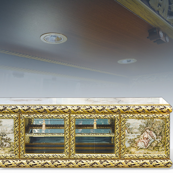 이태리산 타피스트리 대리석 거실장200cm(조명등)