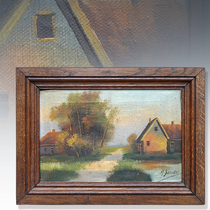 프랑스산 앤틱 오크원목 풍경화액자