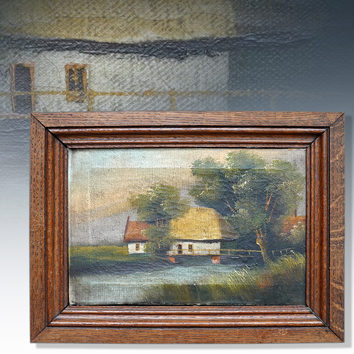 프랑스산 앤틱 오크원목 풍경화액자