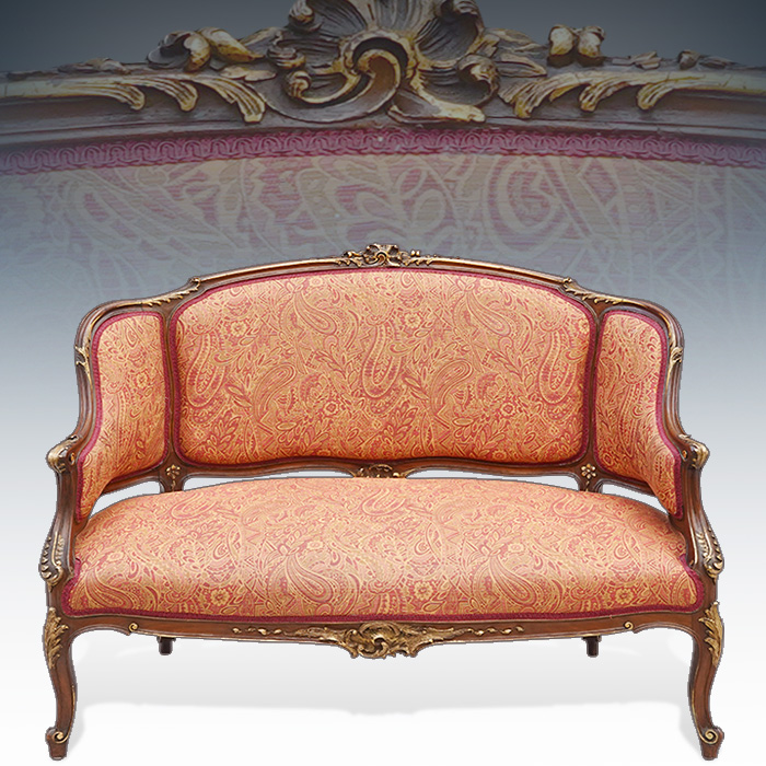 최고급 프랑스 정통앤틱 금장조각 2인체어