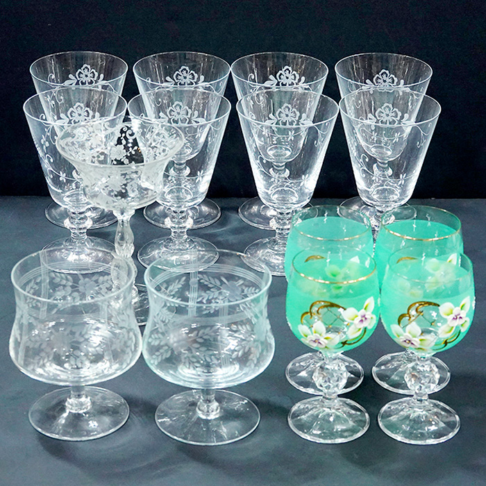 프랑스 크리스탈조각,글라스 와인잔세트