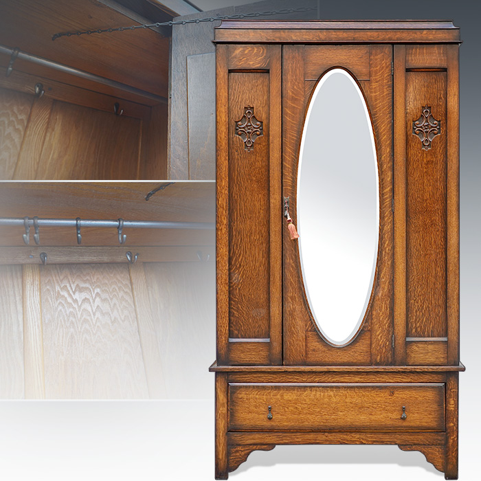 영국산 엔틱 오크 오발전신경 입본장(3단분리)