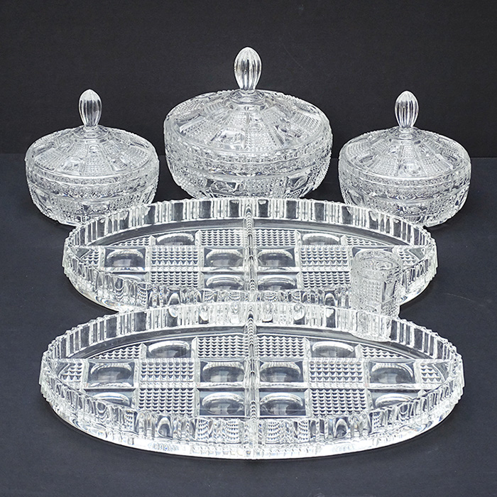 고급 체코산 크리스탈 슈가볼 & 오발접시세트