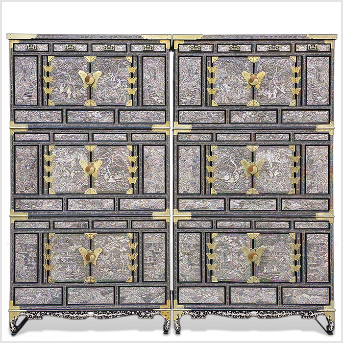 최고급 이조자개 백동장식 삼층장세트