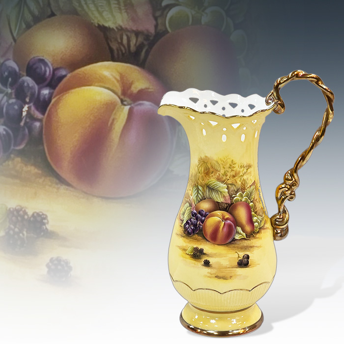 영국산 앤슬리 오차드골드 투각 핸들 화병