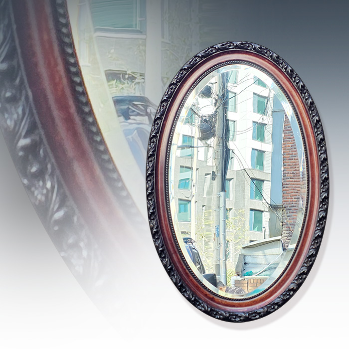 엔틱 플라워 레이스조각 오발 거울