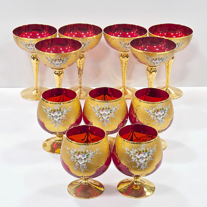 이태리산 MURANO 무라노 24KT 골드글라스 잔세트