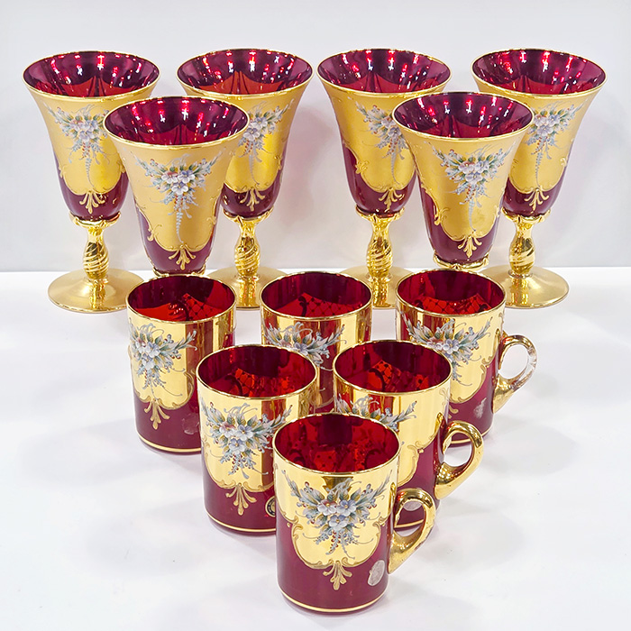 이태리산 MURANO 무라노 24KT 골드글라스 잔세트