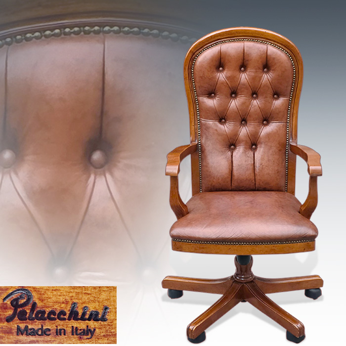 이태리산 pelacchini 펠라치니 가죽 버튼백 책상의자