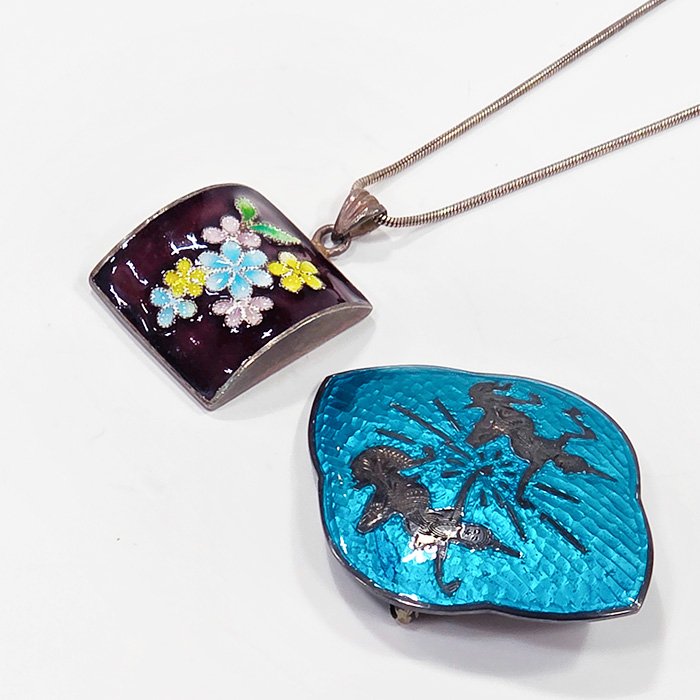 순은칠보 목걸이+브로치세트