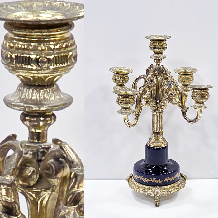 이태리 금장 코발트도자기 테이블 촛대
