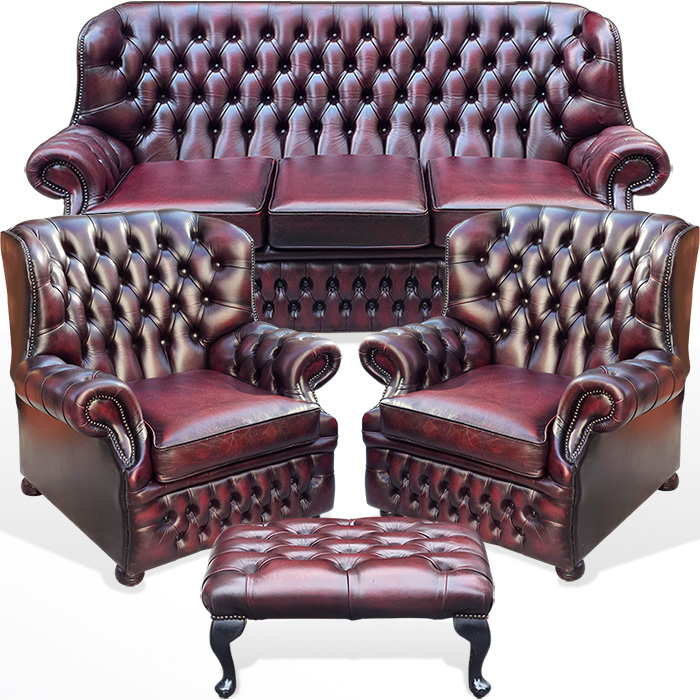 영국산 엔틱 체스터필드 1,1,3인가죽소파,스툴세트