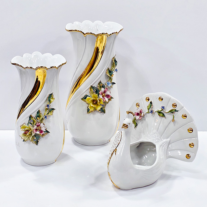 이태리산 도자기꽃 화병 & 볼세트