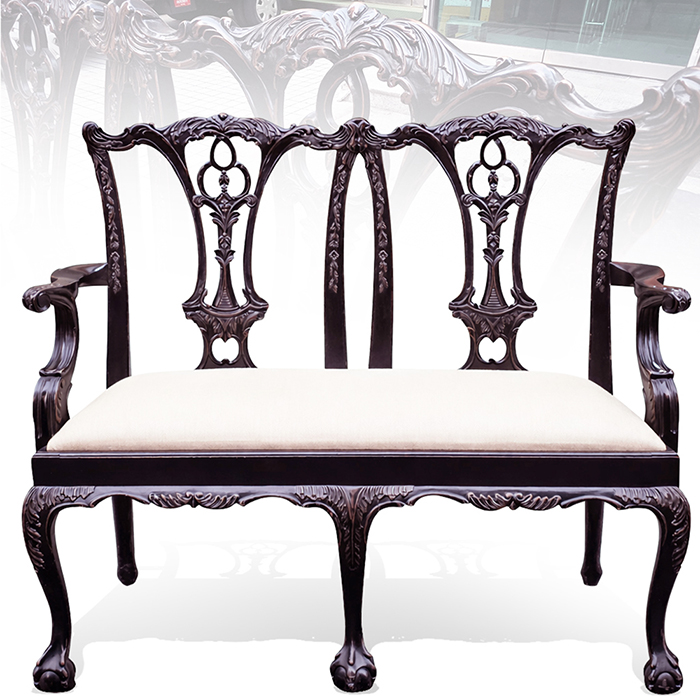 고급원목 조각 공룡발 2인체어