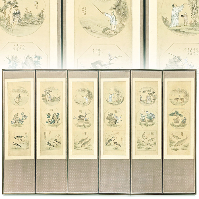 박준재 동양화 6폭 병풍