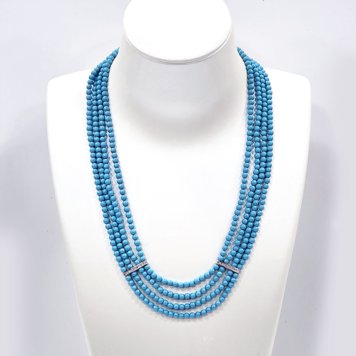 터키석 4스트랜드 실버 목걸이