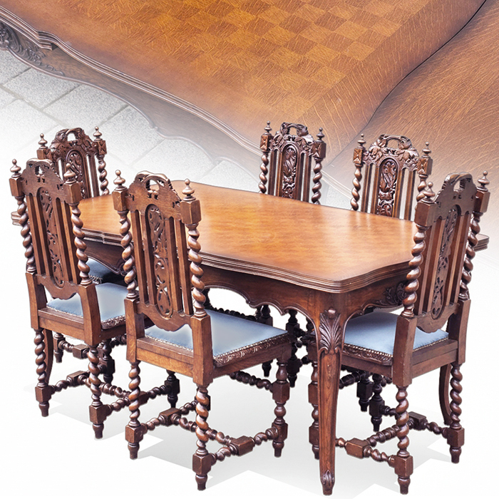 프랑스 앤틱 확장형+영국 트위스트 6인식탁세트(A급)