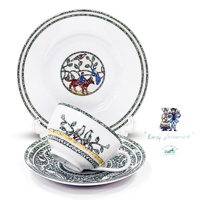 에르메스 Early America 브래드접시+찻잔세트