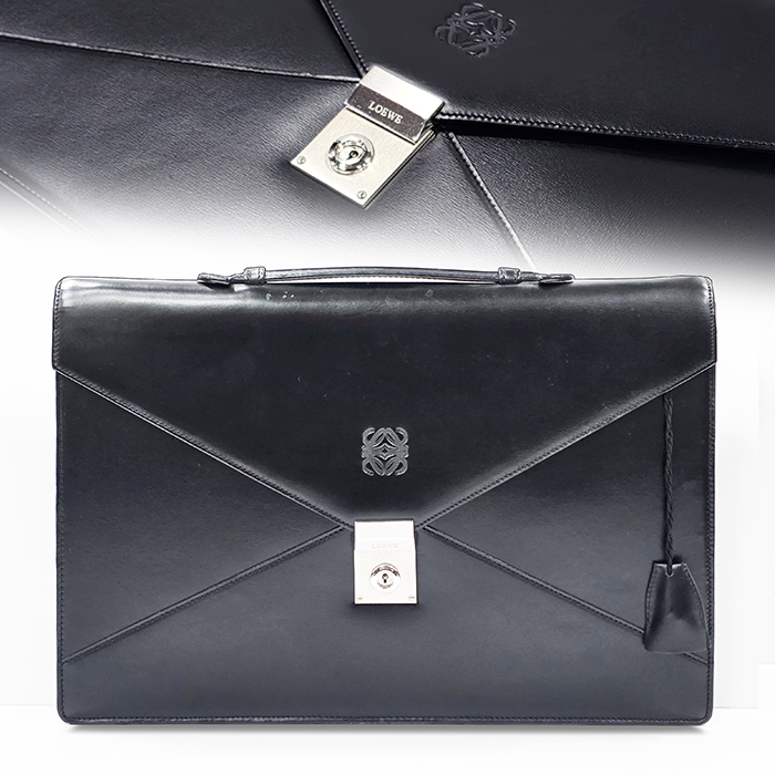 로에베 디폴로마티코 아나그램 가죽 블랙 서류가방