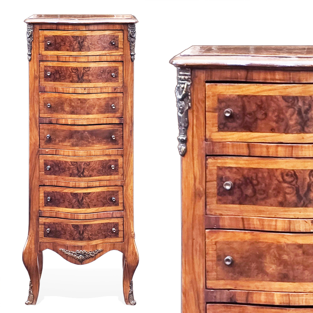 영국산 엔틱 월넛 금장장식 7단서랍장