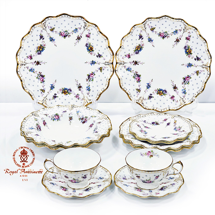 최고급 영국 로얄크라운더비 로얄앙뚜아네트 2인세트