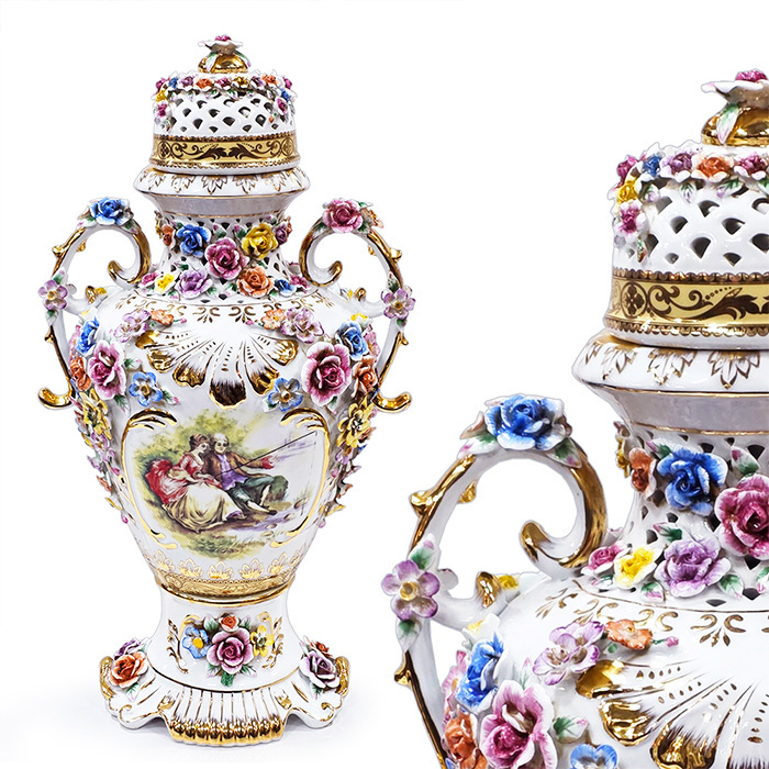 이태리산 꽃포지 페인팅 투핸들 명화화병(60cm)