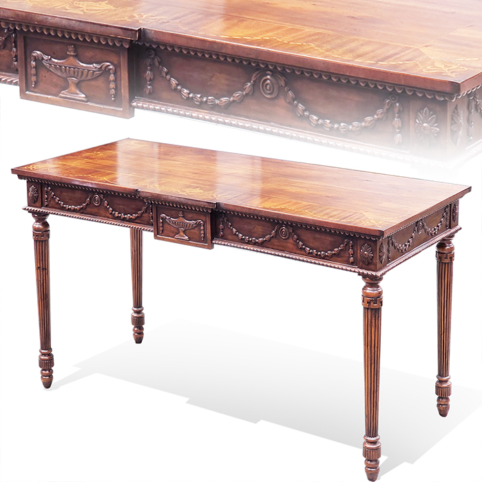 프랑스 앤틱 마호가니 레이스조각 마케트리 책상