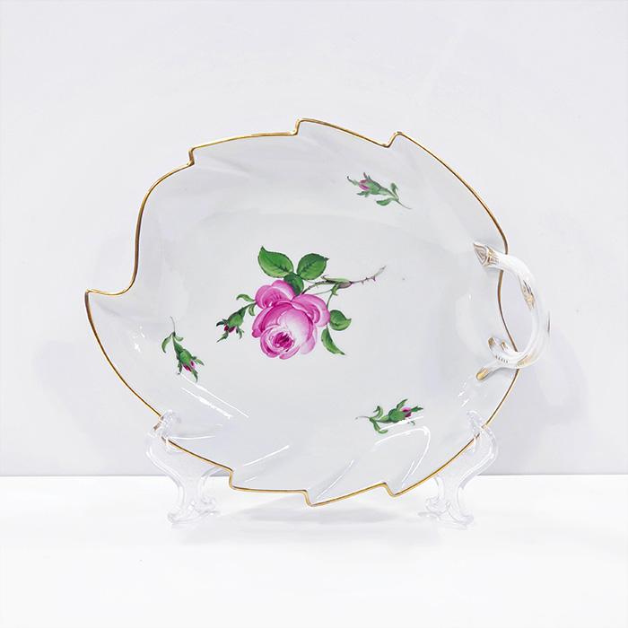 독일 마이센 피이크로즈 나뭇잎 리프접시