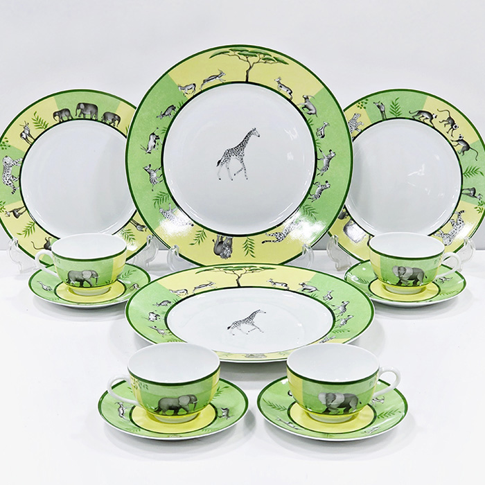 에르메스 아프리카 그린 디너,샐러드,찻잔세트