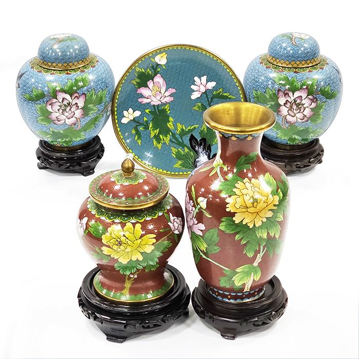 칠보 황동 화병 & 접시세트