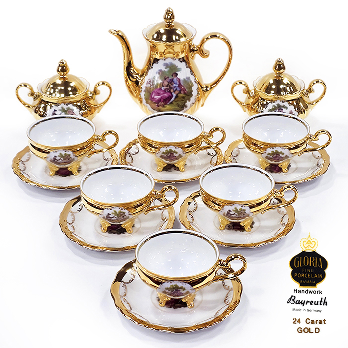 독일 글로리아 24캐럿 골드 찻잔,티팟세트(장식만)