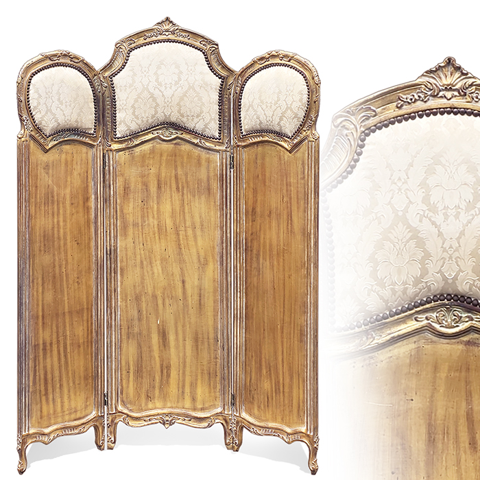 프랑스 엔틱 금장 빈티지 3폭 가리개(양면사용가능)