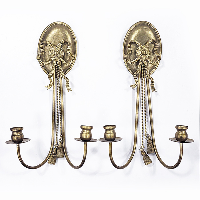 금장 리본조각 벽걸이 촛대세트