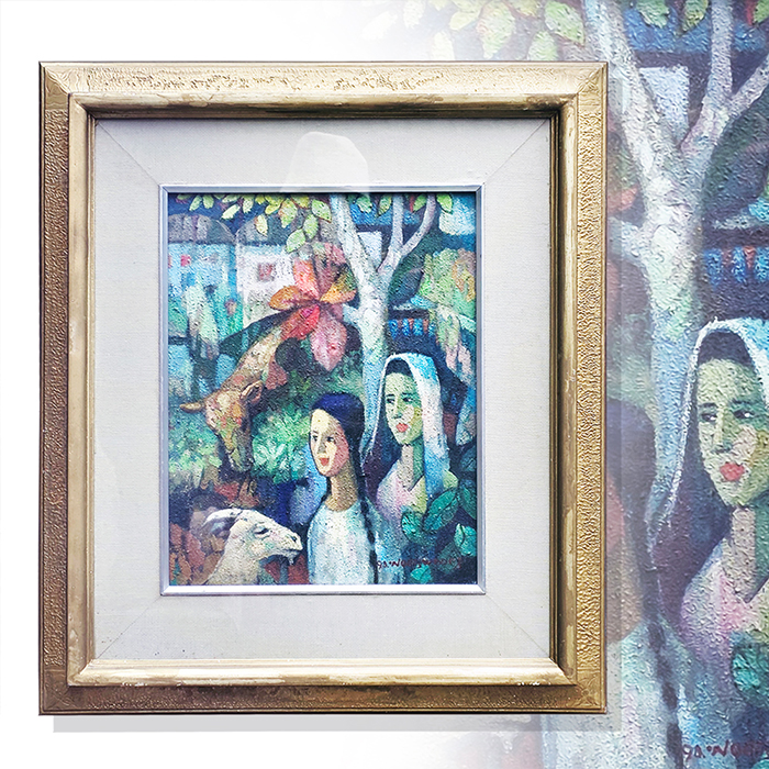 작가미상 서양화 작품(양과소녀)