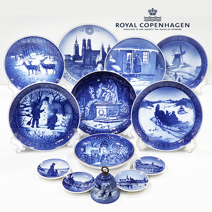덴마크산 로얄코펜하겐+빙앤그뢴달 접시,종세트
