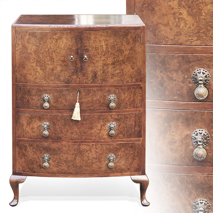 영국산 앤틱 월넛 다용도 린넨장 서랍장