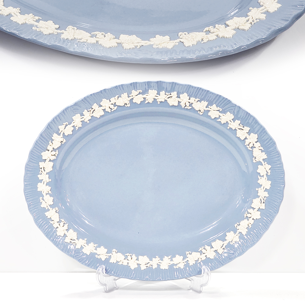 영국산 웨지우드 퀸즈웨어 크림온라벤더 쉘타입 오발라지