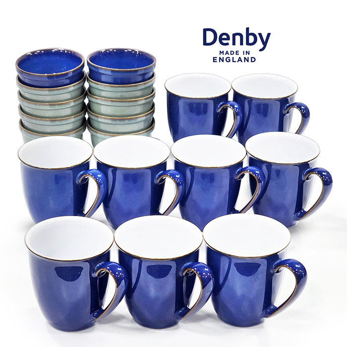 영국산 덴비 임페리얼 블루 머그 & 라메킨세트