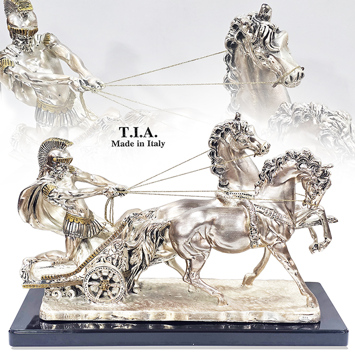 이태리산 T.I.A 은도금 벤허2마 조각상