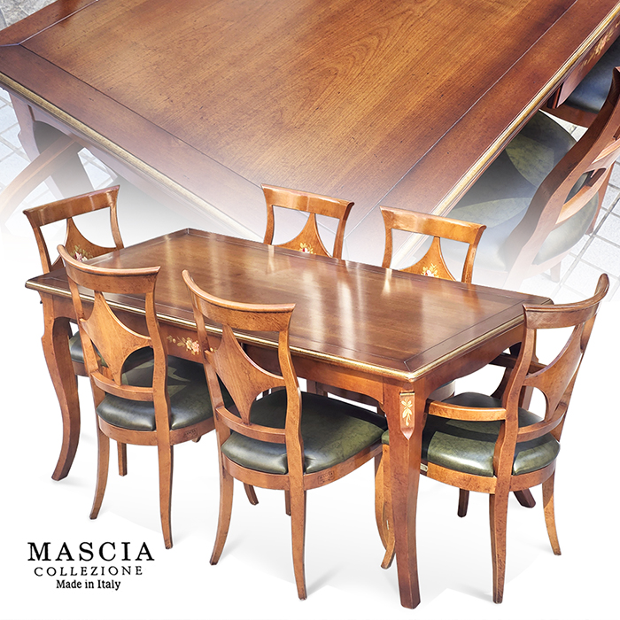 이태리산 MASCIA 마샤 페인팅 6인가죽식탁
