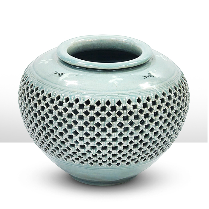 해일 류창곤 청자투각도자기(19cm)