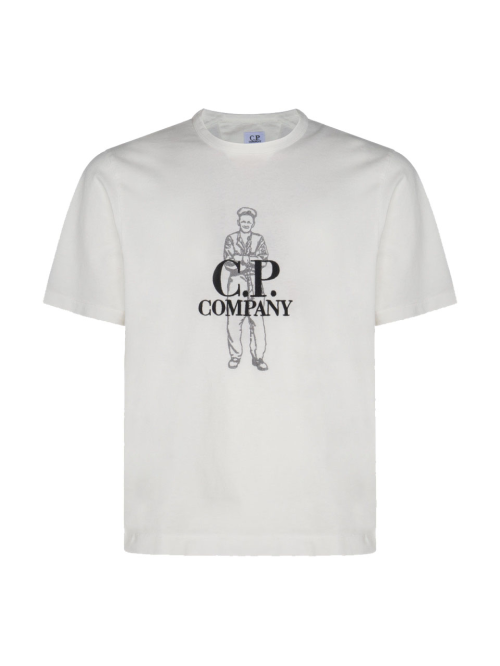 CP컴퍼니 25SS 저지 로고 반팔 티셔츠 18CMTS288A 006057O 103