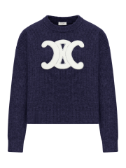 셀린느 25FW 여성 트리옹프 네이비 리브 울 니트 스웨터 RY0GS423P 07MR