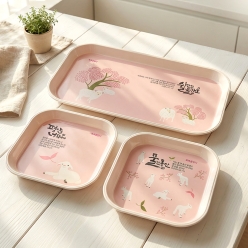 축복을담다 다용도쟁반3p세트(핑크-어린양) 주방 인테리어 간식 트레이 접시(10%할인)